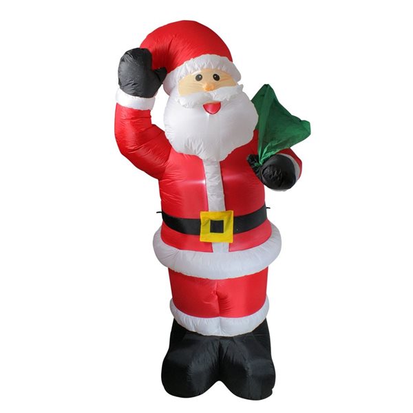 NORTHLIGHT 8-ft Red and White Animated Inflatable Standing Santa Claus ...