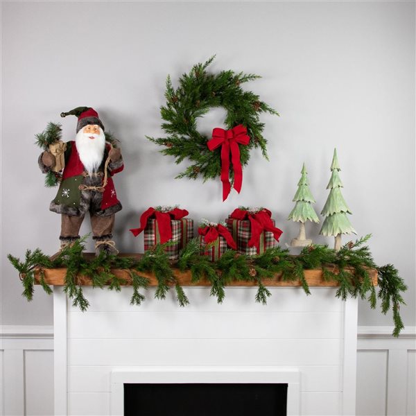 Cypress and Pine Cone Artificial Christmas Wreath  24-in - Unlit