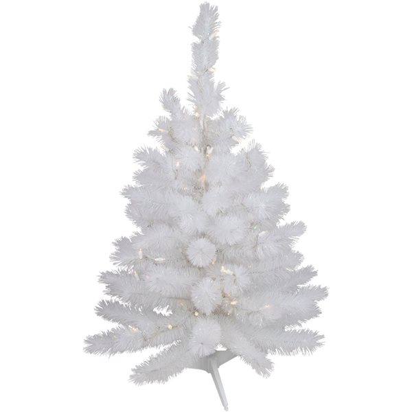 3-ft Pre-Lit White Alaskan Pine Artificial Christmas Tree  Warm White LED Lights