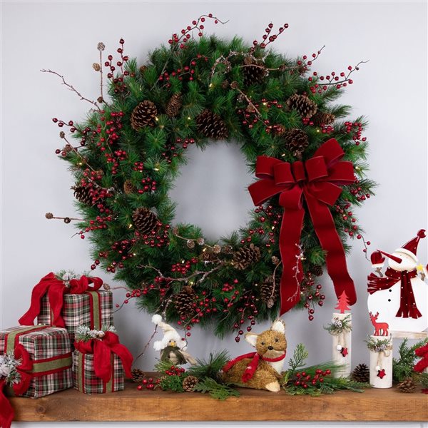 Pre-lit Royal Oregon Pine Artificial Christmas Wreath - 36-in - Clear Lights