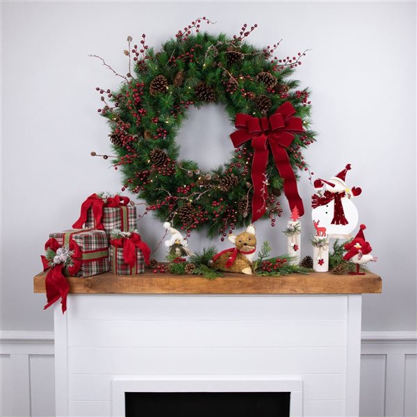 Pre-lit Royal Oregon Pine Artificial Christmas Wreath - 36-in - Clear Lights