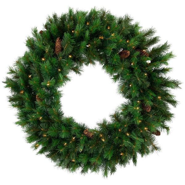 Pre-lit Royal Oregon Pine Artificial Christmas Wreath - 36-in - Clear Lights