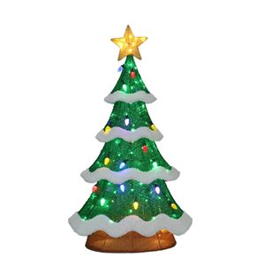 Lighted Christmas Tree Outdoor Yard Decoration - 48-in - Green - Multi-Color LED