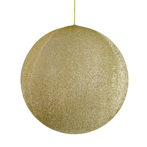 19.5-in Gold Tinsel Inflatable Christmas Ball Ornament Outdoor Decoration