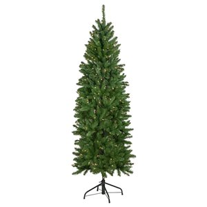 12-ft Pencil White River Fir Artificial Christmas Tree  Clear Lights