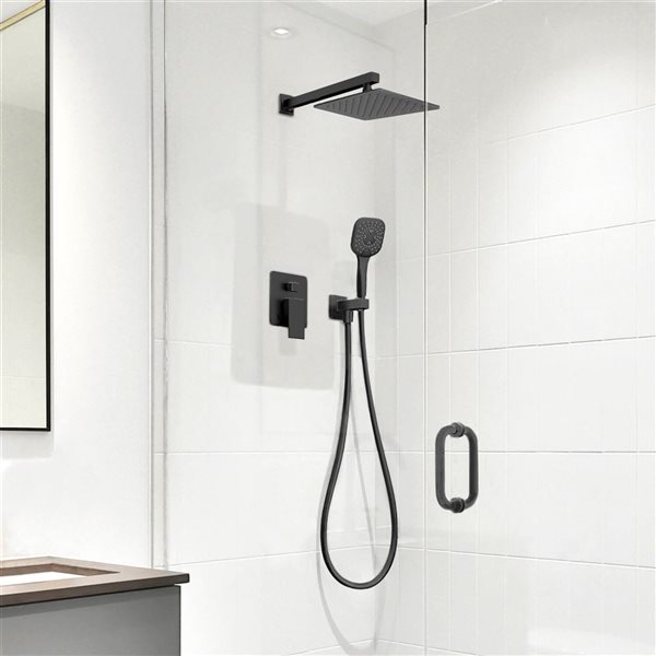 Jade Bath Corvo Matte Black Wall-Mount Shower System with 3-Spray Hand Shower