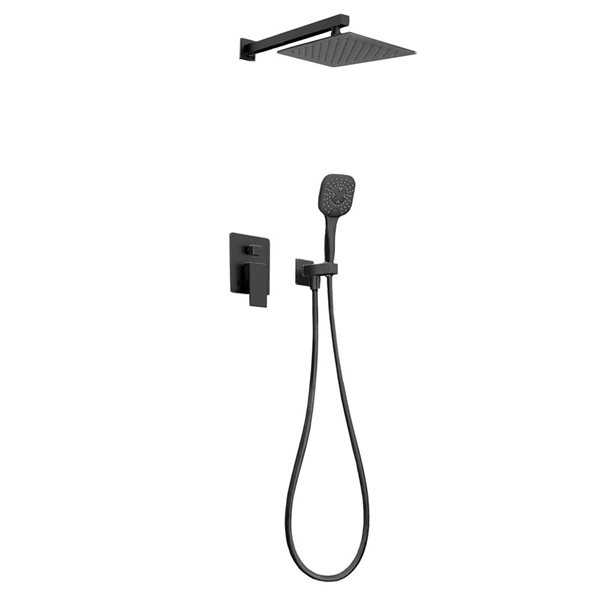 Jade Bath Corvo Matte Black Wall-Mount Shower System with 3-Spray Hand Shower