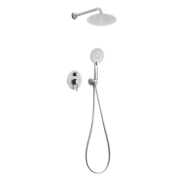 Jade Bath Tavira Brushed Nickel Wall-Mount Shower System with 3-Spray Hand Shower