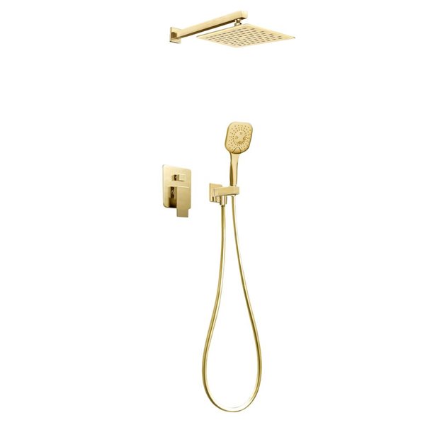 Jade Bath Corvo Brushed Gold Wall-Mount Shower System with 3-Spray Hand Shower