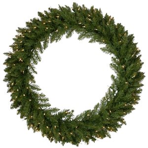 Pre-Lit Rockwood Pine Artificial Christmas Wreath - 36-in - Clear Lights