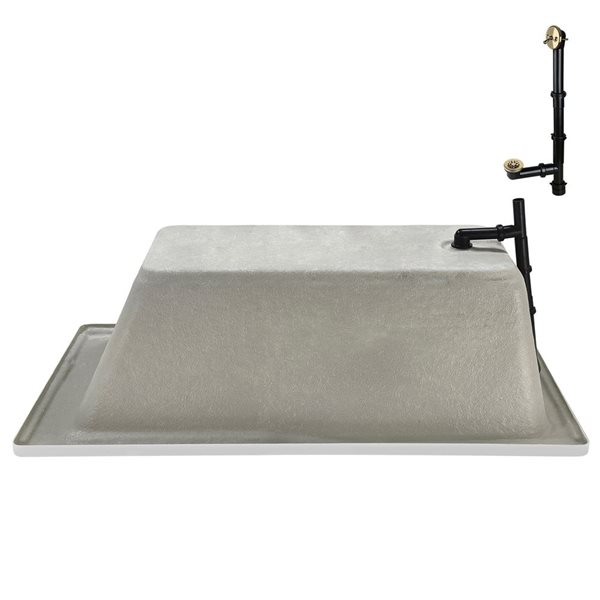 Streamline 72 x 36 x 22.8-in Acrylic Soaking Drop-In Bathtub, Glossy White w/ External Reversible Drain in Polished Brass