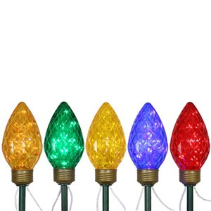 5ct LED Lighted Multi-Color C9 Christmas Pathway Marker Lawn Stakes - 8-ft