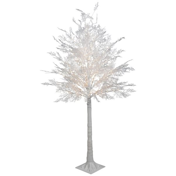 5-ft LED Lighted White Lace Artificial Christmas Tree - Warm White Lights