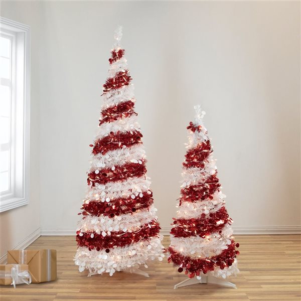 4-ft Pre-Lit Candy Cane Pop-Up Artificial Christmas Tree  Clear Lights