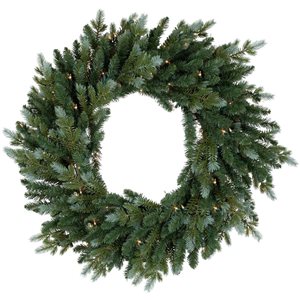 Pre-Lit Blue Spruce Artificial Christmas Wreath - 24-in - Clear Lights