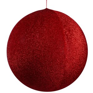 27.5-in Red Tinsel Inflatable Christmas Ball Ornament Outdoor Decoration