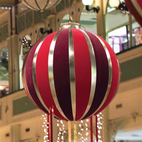 60-in Pre-Lit Red and Gold Inflatable Commercial Outdoor Christmas Ball Ornament