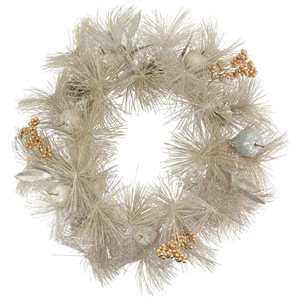 24-in Champagne Gold Apple and Pine Needle Artificial Christmas Wreath - Unlit