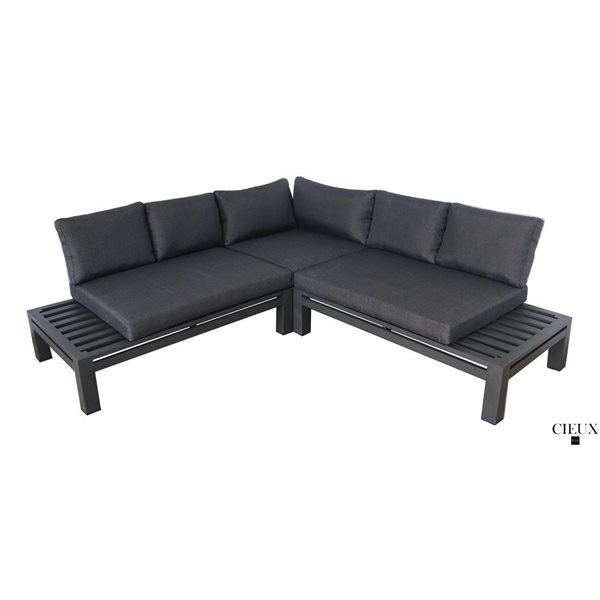 CIEUX Bordeaux Outdoor Patio Aluminum Metal Armless Corner Sectional - Gray