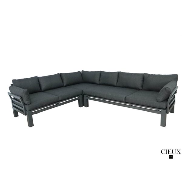 CIEUX Bordeaux Outdoor Patio Aluminum Metal L-Shaped Corner Sectional with Adjustable Seat - Gray