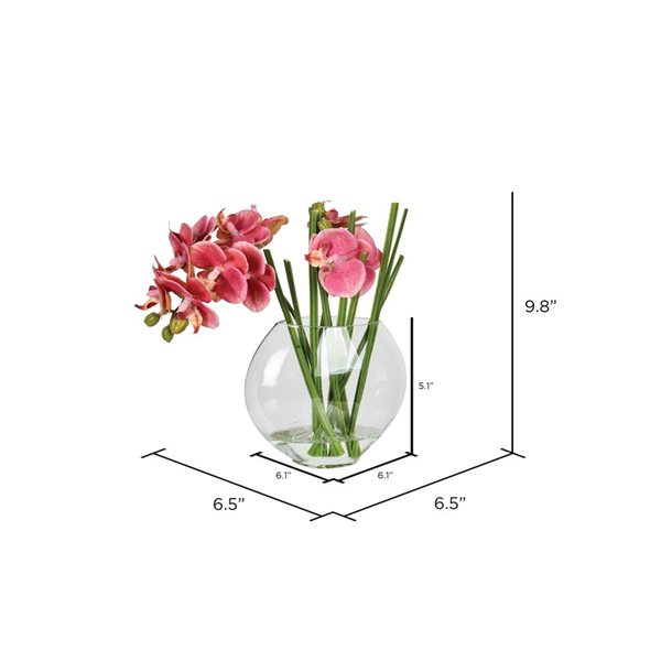 Vickerman 9.8-in Artificial Pink Butterfly Orchid In Glass Pot