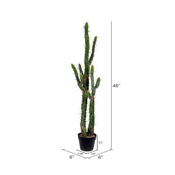 Vickerman 46-in Artificial Green Cactus, Black Plastic Planters Pot