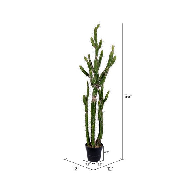 Vickerman 56.5-in Artificial Green Cactus, Black Plastic Planters Pot