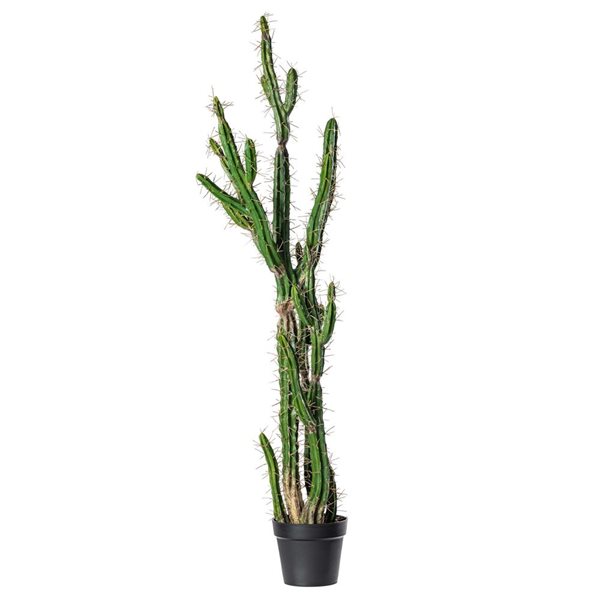 Vickerman 56.5-in Artificial Green Cactus, Black Plastic Planters Pot