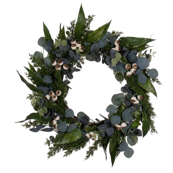Vickerman 26-in Green Artificial Eucalyptus Berry Wreath FT224326