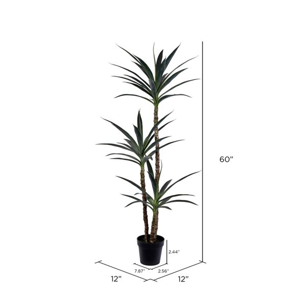 Vickerman 60-in Artificial Green Yucca Tree in 8" Black Planters Pot
