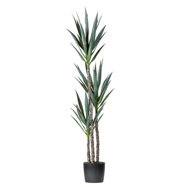 Vickerman 60-in Artificial Green Yucca Tree in 8" Black Planters Pot