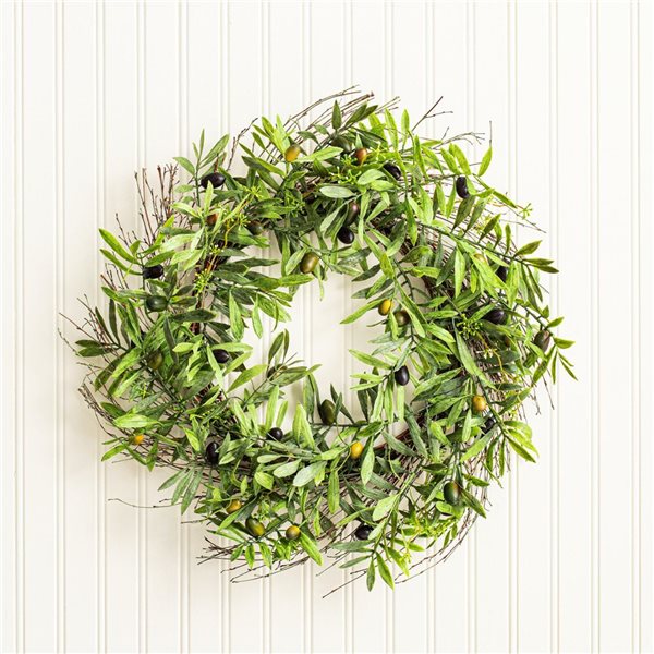 Vickerman 24-in Artificial Green Olive Leaf Wreath