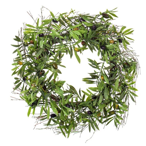Vickerman 24-in Artificial Green Olive Leaf Wreath