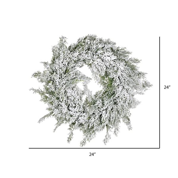 Vickerman 24-in Artificial Snowy Cedar Wreath