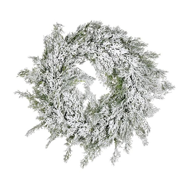 Vickerman 24-in Artificial Snowy Cedar Wreath