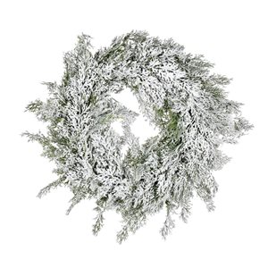 Vickerman 24-in Artificial Snowy Cedar Wreath