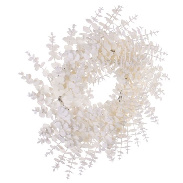 Vickerman 24-in White Artificial Eucalyptus Snowy Wreath