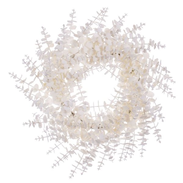 Vickerman 24-in White Artificial Eucalyptus Snowy Wreath