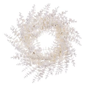 Vickerman 24-in White Artificial Eucalyptus Snowy Wreath