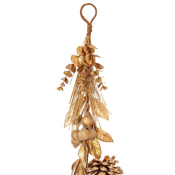 Vickerman 6-ft Gold Artificial Pinecone Needle Berry Garland, Unlit