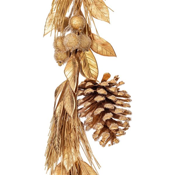 Vickerman 6-ft Gold Artificial Pinecone Needle Berry Garland, Unlit