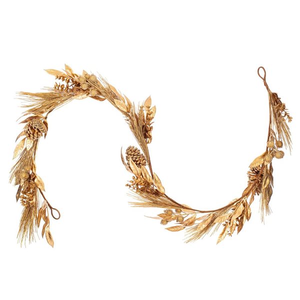 Vickerman 6-ft Gold Artificial Pinecone Needle Berry Garland, Unlit