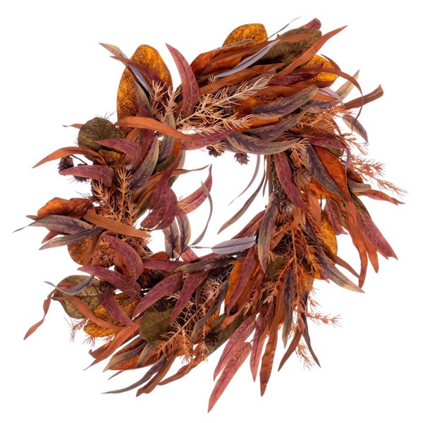 Vickerman 22-in Cream Red Artificial Leaf Wreath
