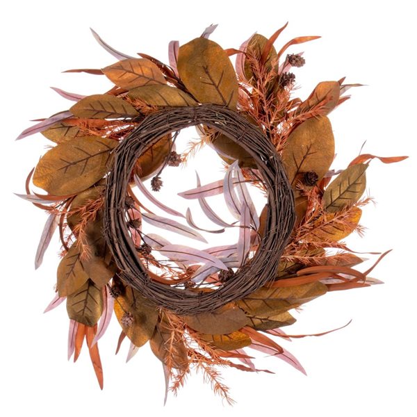 Vickerman 22-in Cream Red Artificial Leaf Wreath