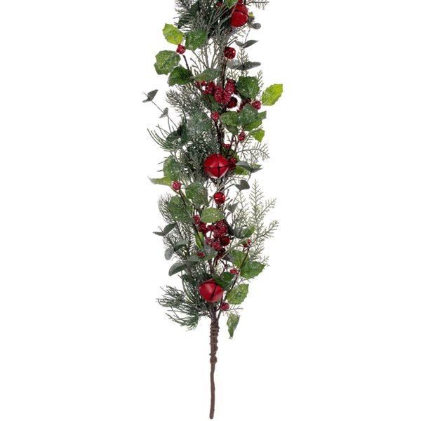 Vickerman 5-ft Green Artificial Holly Pine and Red Jingle Bell Garland