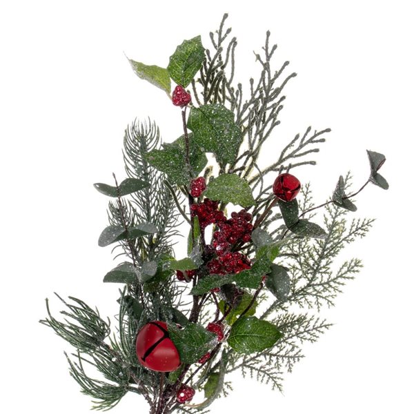 Vickerman 5-ft Green Artificial Holly Pine and Red Jingle Bell Garland