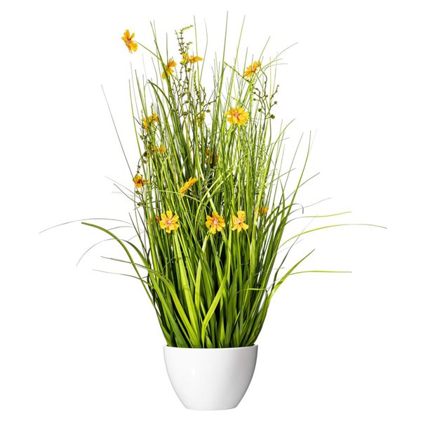 Vickerman 31-ft Artificial Potted Yellow Cosmos and Green Grass