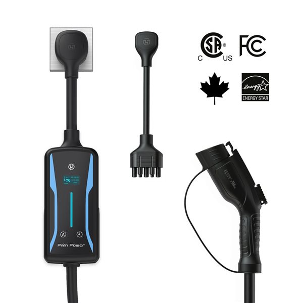 Chargeur de véhicule électrique portatif Flex- AC LE de Pion Power niveau 2 40 A bleu/noir