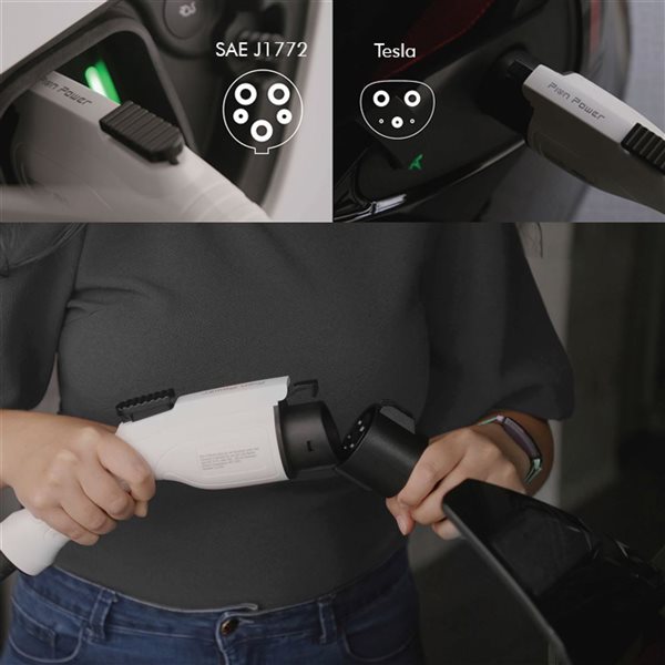 Chargeur de véhicule électrique portatif Flex-AC LE de Pion Power niveau 2 40 A gris/noir