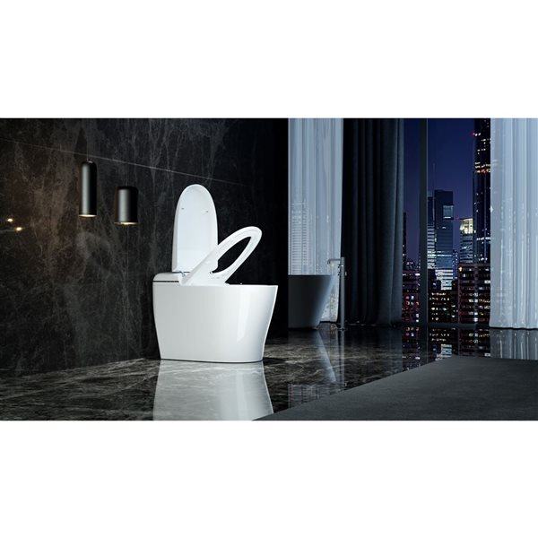 ECOWAY Deluxe 1-Piece 1.28 GPF Single Flush Elongated Standard Tankless Smart Bidet Toilet - White